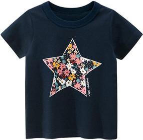 img 2 attached to Adorable TABNIX Toddler Little Girls’ Short Sleeve T-Shirts: 4-Pack Graphic Cotton Tops for Size 2-7 Years