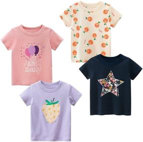 img 4 attached to Очаровательные футболки TABNIX для маленьких девочек дошкольного возраста: 4-пачечные графические хлопковые майки для размеров от 2 до 7 лет.