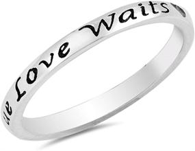 img 1 attached to 💍 True Love Waits Heart Script Ring: Promise Band in .925 Sterling Silver from Sizes 3-10