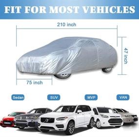 img 1 attached to ECCPP Universal Fit Waterproof Car Cover - 210 Inch Long, Silver Grey - All Weather Protection, 100% Breathable, Frost Resistant - Premium Polyester Material - 1 Year Warranty