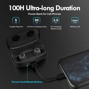 img 1 attached to Upgraded M30 Plus Wireless Earbuds 5.0 - 100 Hours Playtime, USB-C Quick Charge Case, Strong Bass Bluetooth Earphones, IPX8 Waterproof, Touch Control, Mono & Twin Modes, Built-in Mic, Powerbank