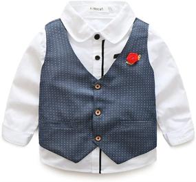 img 3 attached to Elegant Sleeve Shirts Flower Boys' Clothing Set