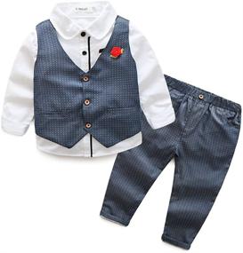 img 4 attached to Elegant Sleeve Shirts Flower Boys' Clothing Set