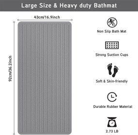 img 2 attached to OTHWAY Non-Slip Bathtub Mat - Extra Long 36x17 inches, Rubber Bath Tub Shower Mat, Soft Bath Mat for Bathroom Tub with 332 Strong Suction Cups, XL Bathtub Mat - Durable and Machine Washable (Grey)