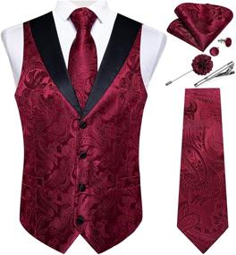 img 4 attached to 👔 Paisley Waistcoat Necktie Cufflink Set - DiBanGu Men's Accessories for Ties, Cummerbunds & Pocket Squares
