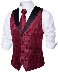 img 1 attached to 👔 Paisley Waistcoat Necktie Cufflink Set - DiBanGu Men's Accessories for Ties, Cummerbunds & Pocket Squares