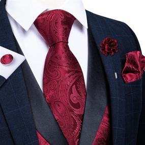 img 2 attached to 👔 Paisley Waistcoat Necktie Cufflink Set - DiBanGu Men's Accessories for Ties, Cummerbunds & Pocket Squares