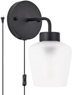 elegant frosted glass wall sconce with matte black finish - perfect for bedroom, living room, coffee shop, hotel, kitchen - e26 base логотип