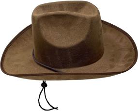 img 3 attached to 🤠 Brown Suede Cowboy Hat for Kids - Cosmic Chameleon with Adjustable Chin Strap, Perfect Fit