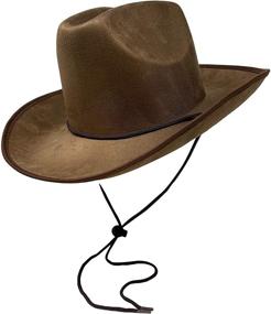 img 4 attached to 🤠 Brown Suede Cowboy Hat for Kids - Cosmic Chameleon with Adjustable Chin Strap, Perfect Fit