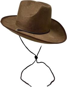 img 1 attached to 🤠 Brown Suede Cowboy Hat for Kids - Cosmic Chameleon with Adjustable Chin Strap, Perfect Fit