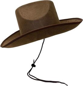 img 2 attached to 🤠 Brown Suede Cowboy Hat for Kids - Cosmic Chameleon with Adjustable Chin Strap, Perfect Fit