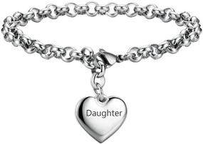 img 3 attached to SANNYRA Mother-Daughter Stainless Steel Heart Charm Bracelets: Thoughtful Birthday Gifts for Women