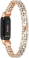 dazzle in style: luxe fitness tracker diamond crystal stainless metal replacement band for fitbit luxe логотип