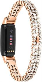 img 4 attached to Dazzle in Style: Luxe Fitness Tracker Diamond Crystal Stainless Metal Replacement Band for Fitbit Luxe