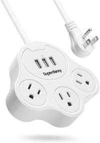 img 4 attached to 🐾 Superdanny Power Strip with 3 USB Ports and 3 Outlets, 5 FT Flat Plug Extension Cord, Charging Station for Home, Office, Travel, Dorm Essentials, Cruise Ship, Cat Paw-Shaped Design, White