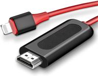 🔴 кабель адаптер lightning к hdmi длиной 6,6 фута, сертифицированный apple mfi, адаптер lightning к цифровому av, синхронизация экрана для iphone ipad ipod - красный, подключи и играй логотип