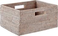 kouboo rattan basket handles white wash logo