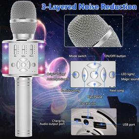 img 2 attached to Amazmic Kids Karaoke Microphone Machine Toy - Bluetooth Portable Wireless Karaoke Machine 🎤 with LED Lights - Ideal Gift for Children and Adults Birthday Party, Home KTV (Silver)