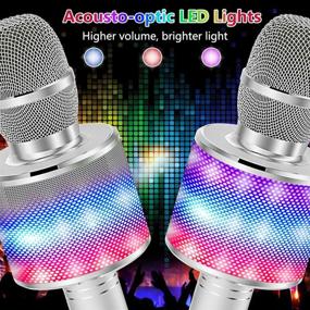 img 3 attached to Amazmic Kids Karaoke Microphone Machine Toy - Bluetooth Portable Wireless Karaoke Machine 🎤 with LED Lights - Ideal Gift for Children and Adults Birthday Party, Home KTV (Silver)