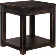 🏚️ gavelston rustic end table by signature design with base shelf in weathered black логотип