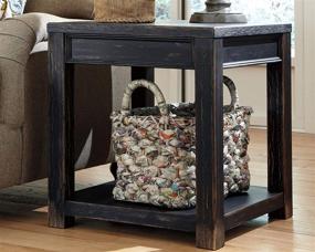 img 3 attached to 🏚️ Gavelston Rustic End Table by Signature Design with Base Shelf in Weathered Black