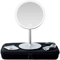 💡 360 degree swivel led lighted makeup mirror with 5x magnification - continuous ring light for illumination. collapsible travel vanity mirror with lights, portable make up mirrors logo