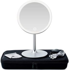 img 4 attached to 💡 360 Degree Swivel LED Lighted Makeup Mirror with 5X Magnification - Continuous Ring Light for Illumination. Collapsible Travel Vanity Mirror with Lights, Portable Make Up Mirrors