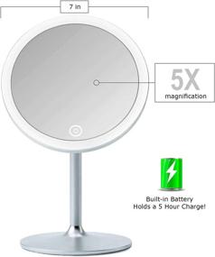 img 3 attached to 💡 360 Degree Swivel LED Lighted Makeup Mirror with 5X Magnification - Continuous Ring Light for Illumination. Collapsible Travel Vanity Mirror with Lights, Portable Make Up Mirrors