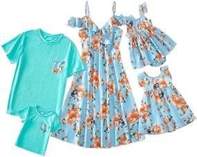 img 1 attached to 🌸 Floral Printed Chiffon Ruffles Dresses: Mommy and Me Summer Beach Family Matching Outfits