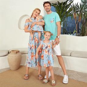 img 3 attached to 🌸 Floral Printed Chiffon Ruffles Dresses: Mommy and Me Summer Beach Family Matching Outfits