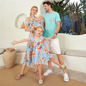 img 2 attached to 🌸 Floral Printed Chiffon Ruffles Dresses: Mommy and Me Summer Beach Family Matching Outfits