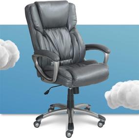 img 4 attached to Gray Bonded Leather Serta Adjustable Ergonomic 💺 Computer Chair with Layered Body Pillows, Waterfall Seat Edge