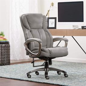 img 3 attached to Gray Bonded Leather Serta Adjustable Ergonomic 💺 Computer Chair with Layered Body Pillows, Waterfall Seat Edge