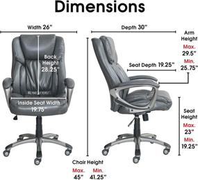 img 2 attached to Gray Bonded Leather Serta Adjustable Ergonomic 💺 Computer Chair with Layered Body Pillows, Waterfall Seat Edge