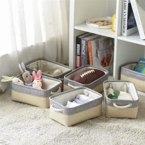 img 3 attached to 📦 Afera 10-Pack Small Fabric Storage Baskets for Shelves - Organizers with Handles - Ideal for Nursery, Home, Closet, Bedroom - 11.8” x 7.8” x 5.1” Size - Perfect for Gift Giving