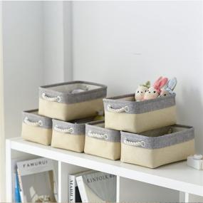 img 2 attached to 📦 Afera 10-Pack Small Fabric Storage Baskets for Shelves - Organizers with Handles - Ideal for Nursery, Home, Closet, Bedroom - 11.8” x 7.8” x 5.1” Size - Perfect for Gift Giving