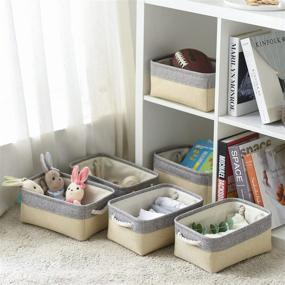 img 1 attached to 📦 Afera 10-Pack Small Fabric Storage Baskets for Shelves - Organizers with Handles - Ideal for Nursery, Home, Closet, Bedroom - 11.8” x 7.8” x 5.1” Size - Perfect for Gift Giving