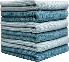 img 3 attached to 🧼 Bumble Premium Aqua Dyed Dobby Kitchen Towels (16”x 28”), Soft & Highly Absorbent with Hanging Loop, Natural Ring Spun Cotton, Large Tea Towels Set, 6 Pack (380 GMS)
