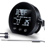 🌡️ usb rechargeable digital bbq grill meat thermometer - instant read wired thermometer with probe alarm timer lcd touch screen - ideal for grilling, smoking, kitchen cooking, and oven logo