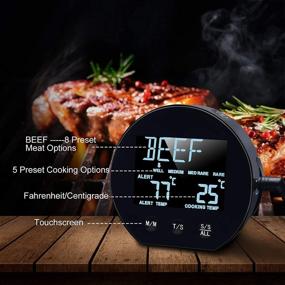 img 3 attached to 🌡️ USB Rechargeable Digital BBQ Grill Meat Thermometer - Instant Read Wired Thermometer with Probe Alarm Timer LCD Touch Screen - Ideal for Grilling, Smoking, Kitchen Cooking, and Oven