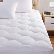 🛏️ ultra soft quilted fitted topper cover for queen mattress, 8-21" deep pocket protector – suitable for dorm, home, hotel – white logo