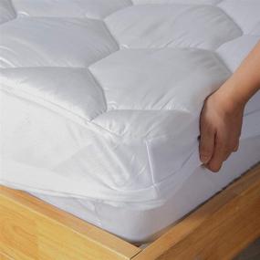 img 1 attached to 🛏️ Ultra Soft Quilted Fitted Topper Cover for Queen Mattress, 8-21" Deep Pocket Protector – Suitable for Dorm, Home, Hotel – White