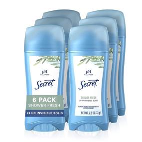 img 4 attached to Secret Antiperspirant Deodorant for Women, Shower Fresh Scent, Invisible Solid, 🚿 2.6 Oz, Pack of 6 - Stay Dry and Fresh All Day!