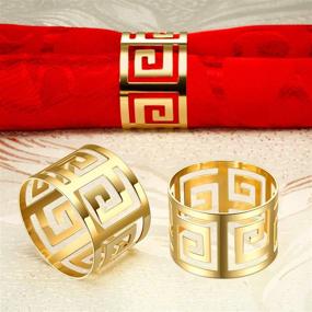 img 2 attached to Hollow Out Napkin Rings: Elegant Serviette Buckle Holders for Wedding, Christmas & Dinner Table Decoration (Gold, 16 Packs)