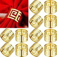 hollow out napkin rings: elegant serviette buckle holders for wedding, christmas & dinner table decoration (gold, 16 packs) logo