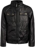 stylish urban republic leather officer jacket for boys' clothing logo