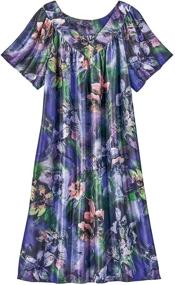 img 2 attached to 👗 AmeriMark Women's V-Neck Lounger House Dress with Pockets - Muumuu Nightgown