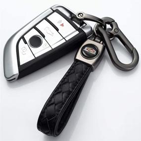 img 2 attached to 🔑 Black Genuine Leather Keychain for Cadillac Sedans - ATS, CTS, EXT, SRX, XTS, XLR, ELR - Ideal Gift for Men and Women, Perfect for Car Enthusiasts