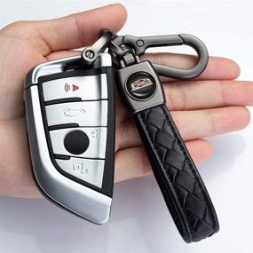 img 3 attached to 🔑 Black Genuine Leather Keychain for Cadillac Sedans - ATS, CTS, EXT, SRX, XTS, XLR, ELR - Ideal Gift for Men and Women, Perfect for Car Enthusiasts